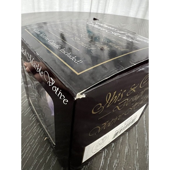 Ibis & Orchid Design Bonded Marble Handpainted Votive Purple Bearded Iris - New - Picture 14 of 16